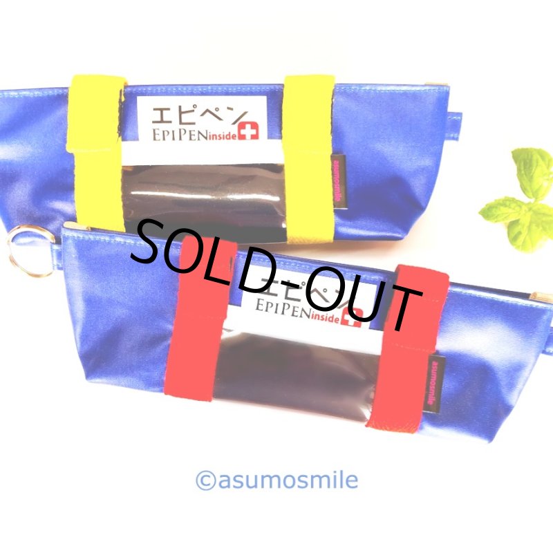 画像1: 【完売御礼】エピペンポーチ＊紺色ラミネート（トート型　内ポケット無） (1)