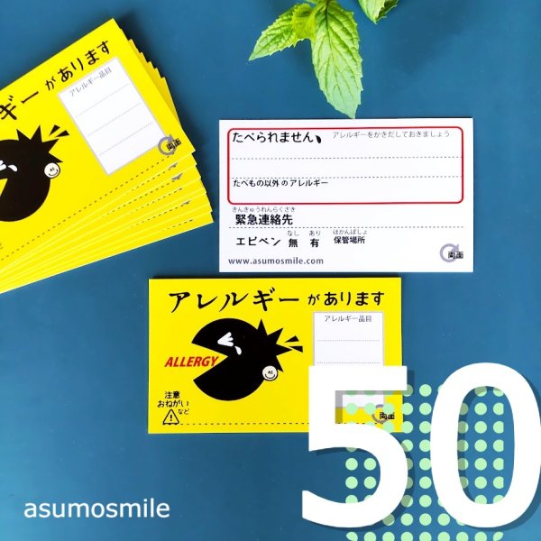 画像1: 【団体様】50枚「アレルギー表示カード」 (1)